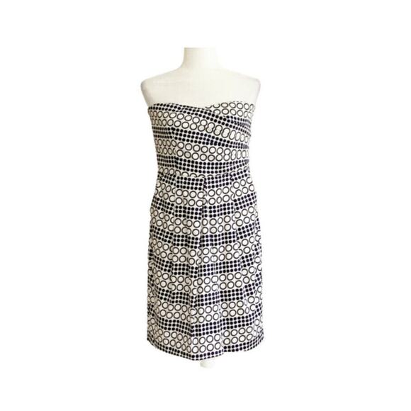 Outback Red Dress Strapless Navy & White Circle Design Summer Dress Size 10 NEW - Picture 1 of 11